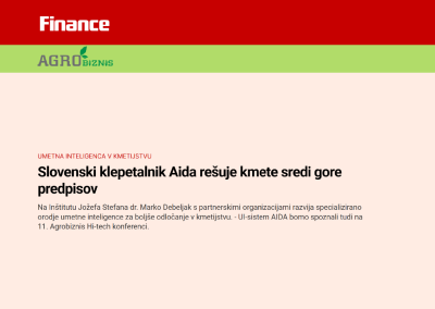 Slovene Newspaper Finance posted about AIDA in AgroBiznis section