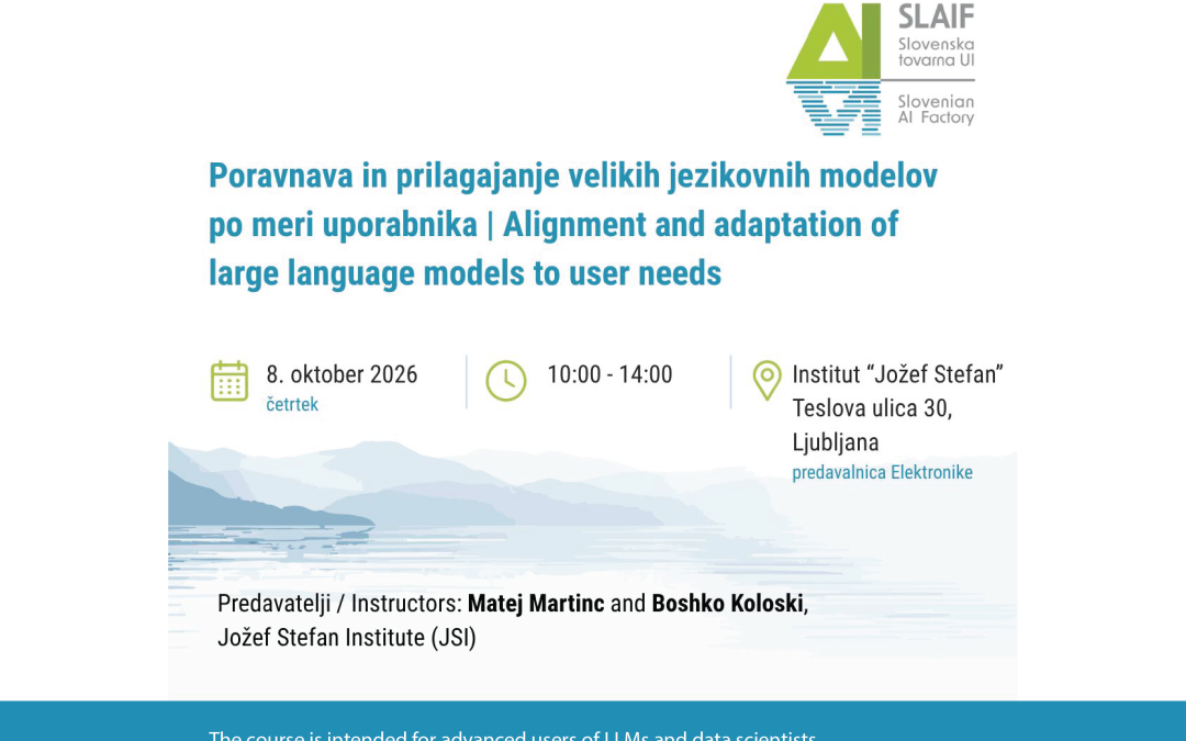 Boshko Koloski and Matej Martinc will be conducting a training session as part of SLAIF project
