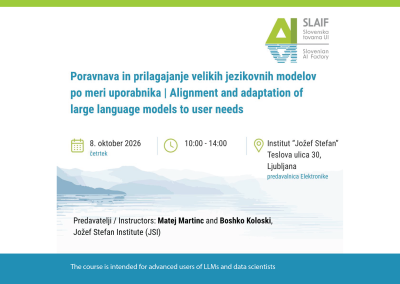 Boshko Koloski and Matej Martinc will be conducting a training session as part of SLAIF project